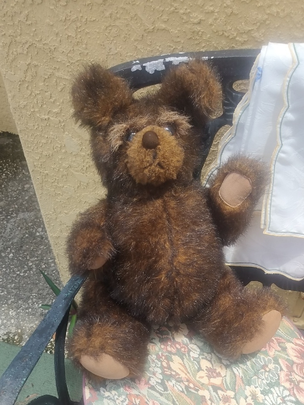 Vintage Teddy Bear, 18 In. Brown Plush Jointed Bear - Vintage